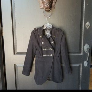 BLACK MILITARY STYLE COAT JR SZ SMALL